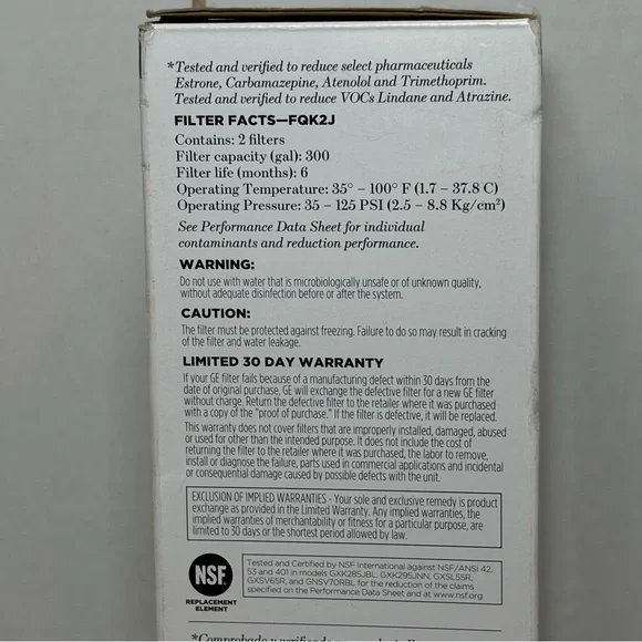 GE Replacement Water Filter Set FQK2J (Sealed) - Picture 6 of 7